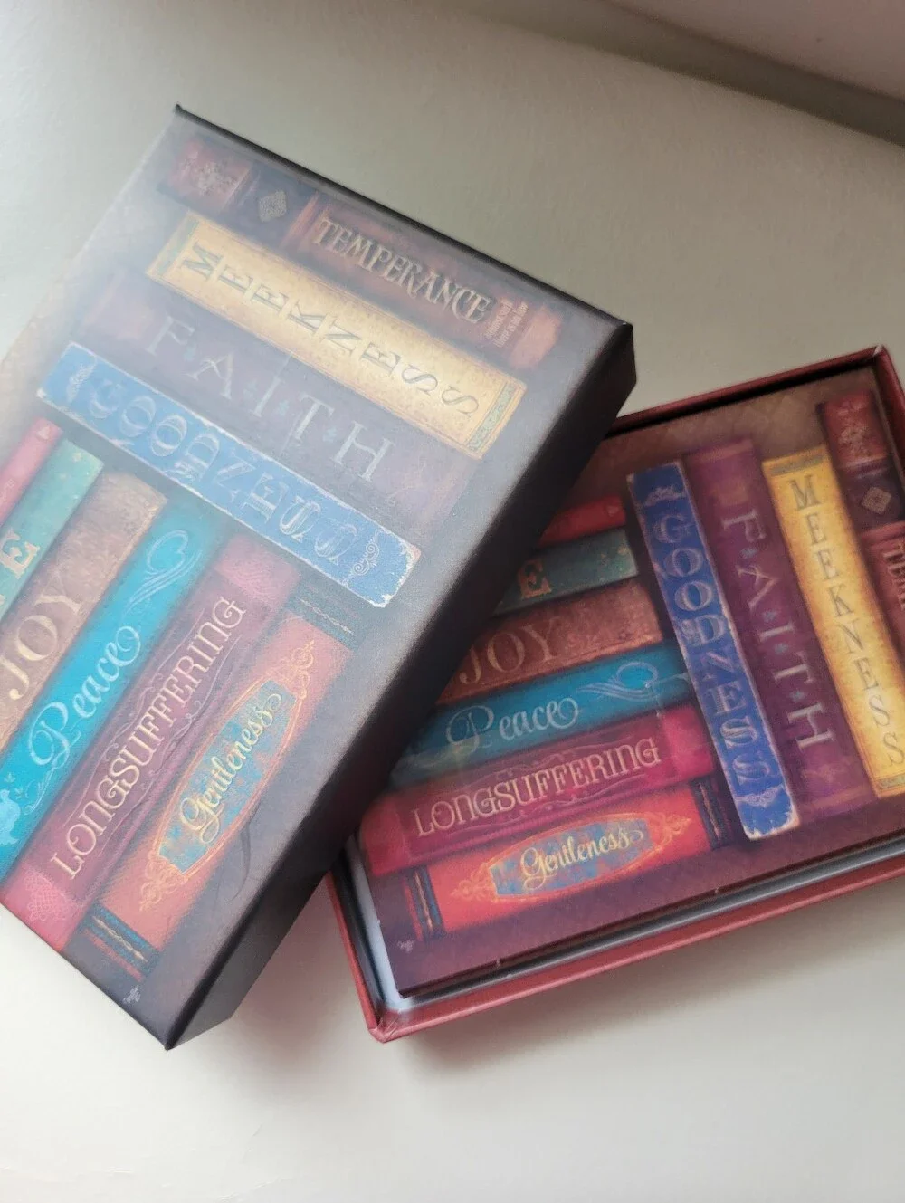 Stacked Books Notecards - Inspirational Words, Multi-Color